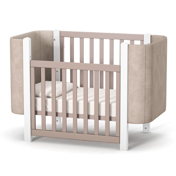 Maximální sada s matracemi. Dětská rostoucí postýlka Zukko Soft Gekko Kids. Cappuccino / Bílá